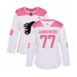 Women Calgary Flames #77 Mark Jankowski Authentic White Pink Fashion Hockey Jersey