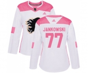 Women Calgary Flames #77 Mark Jankowski Authentic White Pink Fashion Hockey Jersey