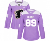 Women Calgary Flames #89 Alan Quine Authentic Purple Fights Cancer Practice Hockey Jersey