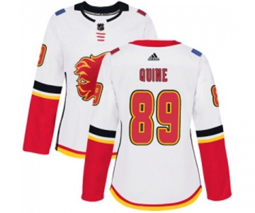 Women Calgary Flames #89 Alan Quine Authentic White Away Hockey Jersey