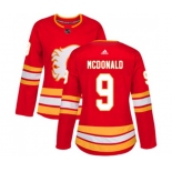 Women Calgary Flames #9 Lanny McDonald Authentic Red Alternate Hockey Jersey