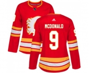 Women Calgary Flames #9 Lanny McDonald Authentic Red Alternate Hockey Jersey