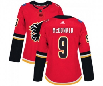 Women Calgary Flames #9 Lanny McDonald Authentic Red Home Hockey Jersey