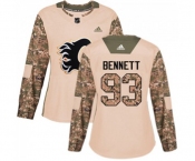 Women Calgary Flames #93 Sam Bennett Authentic Camo Veterans Day Practice Hockey Jersey