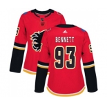 Women Calgary Flames #93 Sam Bennett Authentic Red Home Hockey Jersey