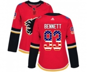 Women Calgary Flames #93 Sam Bennett Authentic Red USA Flag Fashion Hockey Jersey