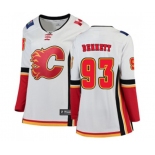 Women Calgary Flames #93 Sam Bennett Authentic White Away Fanatics Branded Breakaway Hockey Jersey