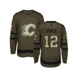 Youth Adidas Calgary Flames #12 Jarome Iginla Green Salute to Service Stitched NHL Jersey