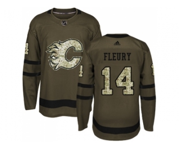 Youth Adidas Calgary Flames #14 Theoren Fleury Green Salute to Service Stitched NHL Jerse