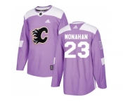 Youth Adidas Calgary Flames #23 Sean Monahan Purple Authentic Fights Cancer Stitched NHL Jersey