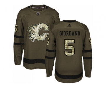 Youth Adidas Calgary Flames #5 Mark Giordano Green Salute to Service Stitched NHL Jersey