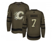 Youth Adidas Calgary Flames #7 TJ Brodie Green Salute to Service Stitched NHL Jersey