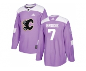 Youth Adidas Calgary Flames #7 TJ Brodie Purple Authentic Fights Cancer Stitched NHL Jersey