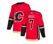 Youth Adidas Calgary Flames #7 TJ Brodie Red Home Authentic Stitched NHL Jersey