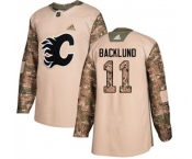 Youth Calgary Flames #11 Mikael Backlund Authentic Camo Veterans Day Practice Hockey Jersey