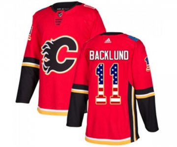 Youth Calgary Flames #11 Mikael Backlund Authentic Red USA Flag Fashion Hockey Jersey