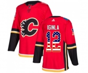 Youth Calgary Flames #12 Jarome Iginla Authentic Red USA Flag Fashion Hockey Jersey