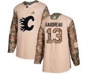 Youth Calgary Flames #13 Johnny Gaudreau Authentic Camo Veterans Day Practice Hockey Jersey