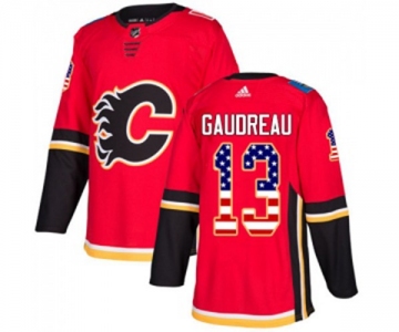 Youth Calgary Flames #13 Johnny Gaudreau Authentic Red USA Flag Fashion Hockey Jersey