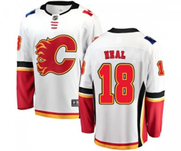 Youth Calgary Flames #18 James Neal Authentic White Away Fanatics Branded Breakaway Hockey Jersey