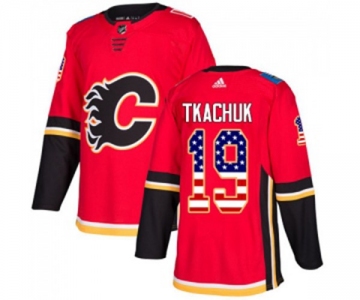 Youth Calgary Flames #19 Matthew Tkachuk Authentic Red USA Flag Fashion Hockey Jersey