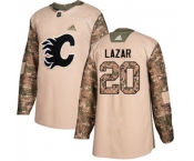 Youth Calgary Flames #20 Curtis Lazar Authentic Camo Veterans Day Practice Hockey Jersey