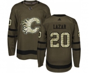 Youth Calgary Flames #20 Curtis Lazar Authentic Green Salute to Service Hockey Jersey