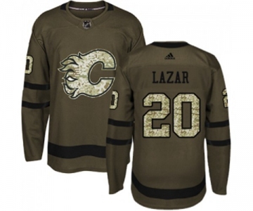 Youth Calgary Flames #20 Curtis Lazar Authentic Green Salute to Service Hockey Jersey