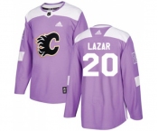 Youth Calgary Flames #20 Curtis Lazar Authentic Purple Fights Cancer Practice Hockey Jersey