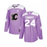 Youth Calgary Flames #24 Craig Conroy Authentic Purple Fights Cancer Practice Hockey Jersey