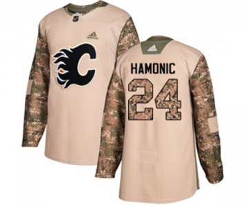 Youth Calgary Flames #24 Travis Hamonic Authentic Camo Veterans Day Practice Hockey Jersey