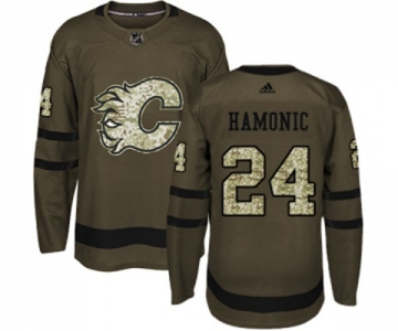 Youth Calgary Flames #24 Travis Hamonic Authentic Green Salute to Service Hockey Jersey