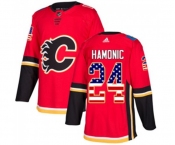 Youth Calgary Flames #24 Travis Hamonic Authentic Red USA Flag Fashion Hockey Jersey