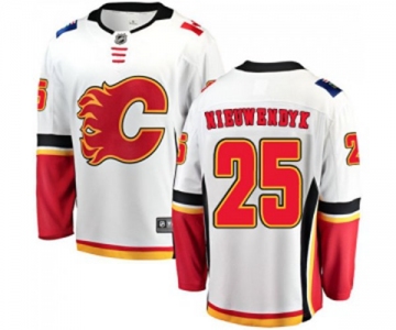 Youth Calgary Flames #25 Joe Nieuwendyk Fanatics Branded White Away Breakaway Hockey Jersey