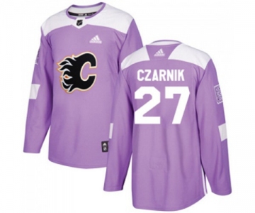 Youth Calgary Flames #27 Austin Czarnik Authentic Purple Fights Cancer Practice Hockey Jersey