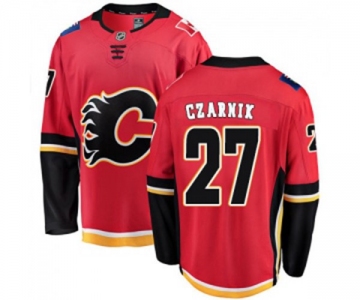 Youth Calgary Flames #27 Austin Czarnik Authentic Red Home Fanatics Branded Breakaway Hockey Jersey