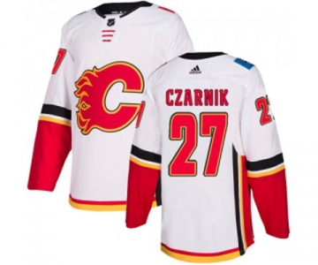 Youth Calgary Flames #27 Austin Czarnik Authentic White Away Hockey Jersey