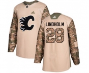 Youth Calgary Flames #28 Elias Lindholm Authentic Camo Veterans Day Practice Hockey Jersey