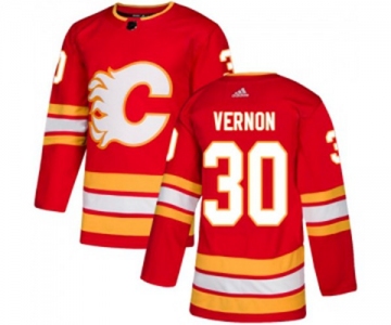 Youth Calgary Flames #30 Mike Vernon Authentic Red Alternate Hockey Jersey