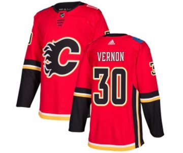 Youth Calgary Flames #30 Mike Vernon Authentic Red Home Hockey Jersey