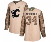 Youth Calgary Flames #34 Miikka Kiprusoff Authentic Camo Veterans Day Practice Hockey Jersey