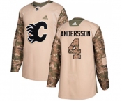 Youth Calgary Flames #4 Rasmus Andersson Authentic Camo Veterans Day Practice Hockey Jersey