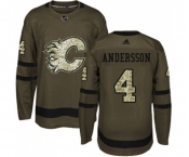 Youth Calgary Flames #4 Rasmus Andersson Authentic Green Salute to Service Hockey Jersey