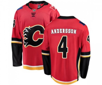 Youth Calgary Flames #4 Rasmus Andersson Authentic Red Home Fanatics Branded Breakaway Hockey Jersey