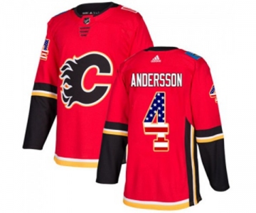 Youth Calgary Flames #4 Rasmus Andersson Authentic Red USA Flag Fashion Hockey Jersey