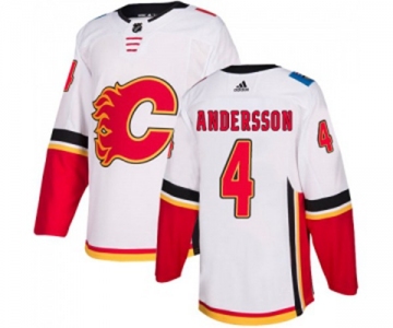 Youth Calgary Flames #4 Rasmus Andersson Authentic White Away Hockey Jersey