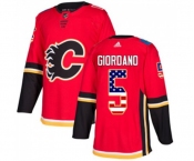 Youth Calgary Flames #5 Mark Giordano Authentic Red USA Flag Fashion Hockey Jersey