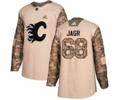 Youth Calgary Flames #68 Jaromir Jagr Authentic Camo Veterans Day Practice Hockey Jersey