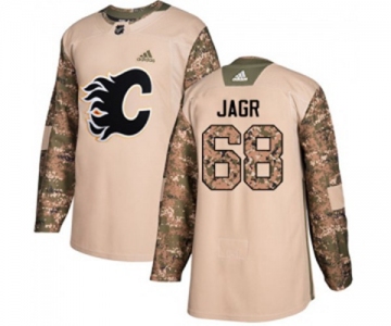 Youth Calgary Flames #68 Jaromir Jagr Authentic Camo Veterans Day Practice Hockey Jersey