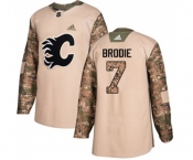 Youth Calgary Flames #7 TJ Brodie Authentic Camo Veterans Day Practice Hockey Jersey